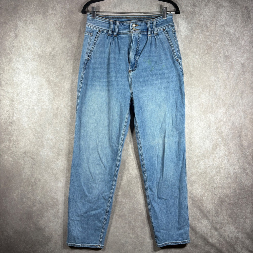 Pilcro The Letterpress Jeans Womens 27 Blue High Rise Pleated Tapered Denim Boho